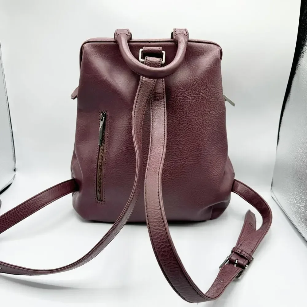 Matt & Nat Purple Vegan Leather Backpack Zip Pocket Adjustable Straps